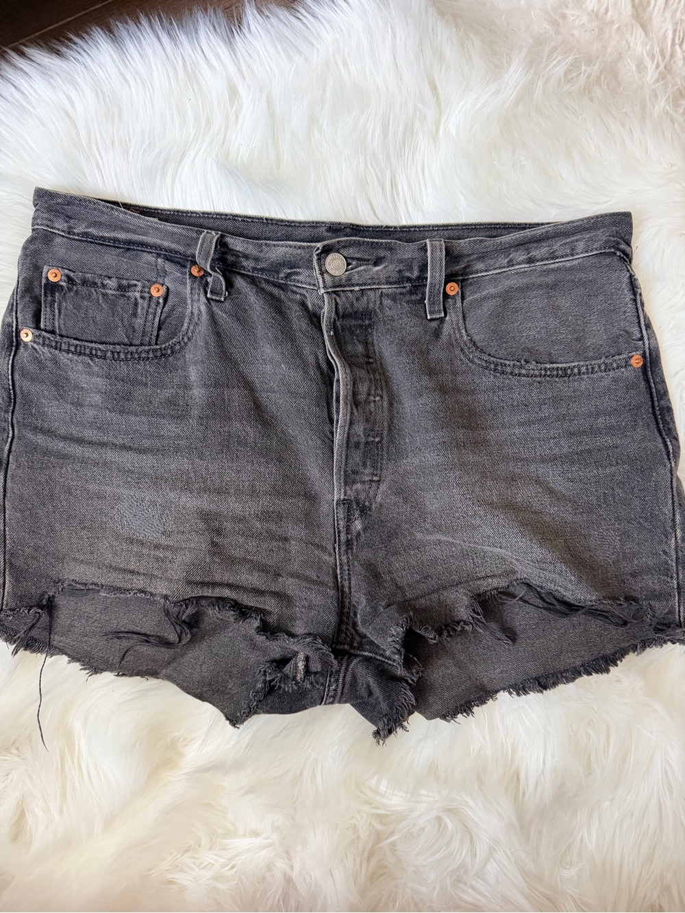 Levi's 501 Black Washed Cutoff Denim Shorts
